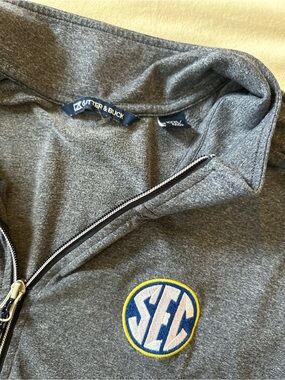 Cutter & Buck Men's Gray Zip-Up Sweater with SEC Logo
